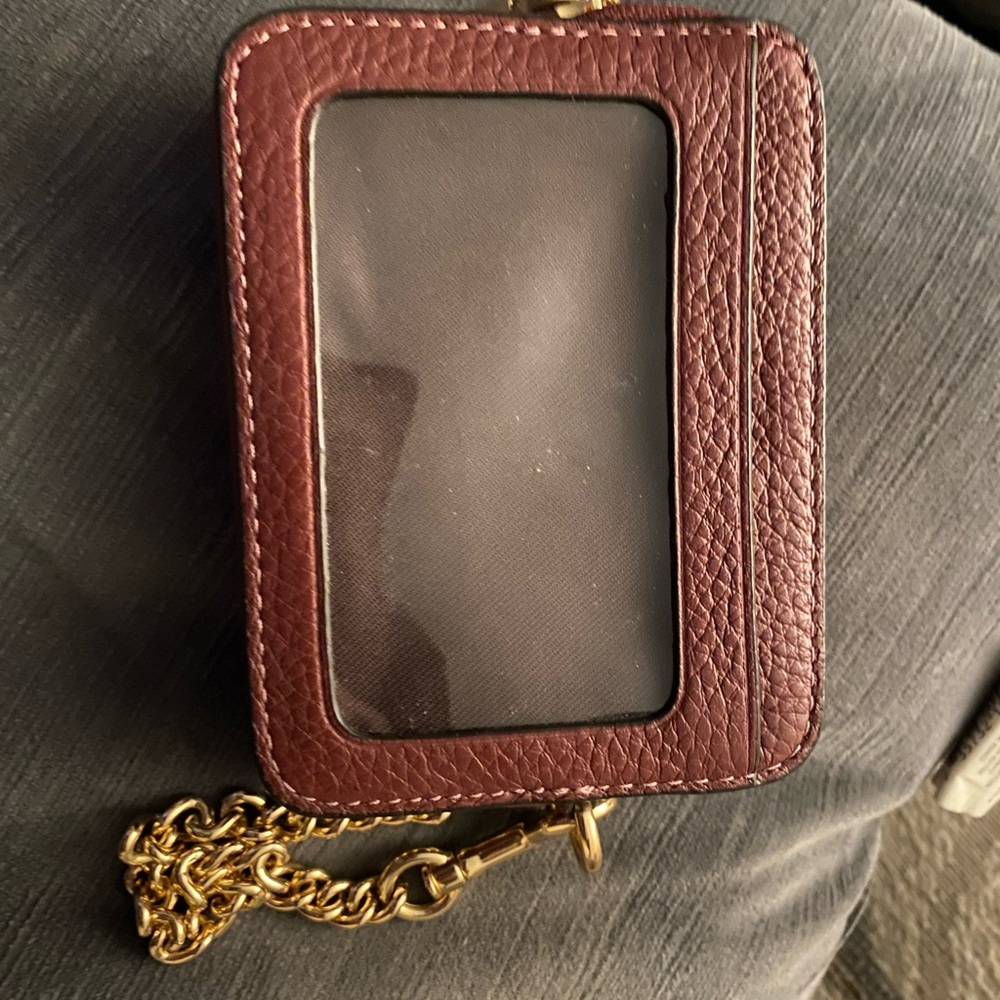 Coach Burgundy Wristlet with Gold Chain